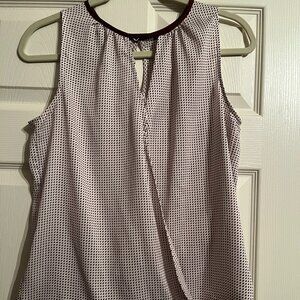 Ann Taylor Sleeveless Wrap Top, Cranberry (Size Small)